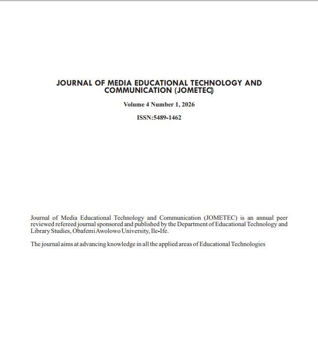 					View Vol. 4 No. 1 (2026): JOURNAL OF MEDIA EDUCATIONAL TECHNOLOGY AND COMMUNICATION (JOMETEC)
				